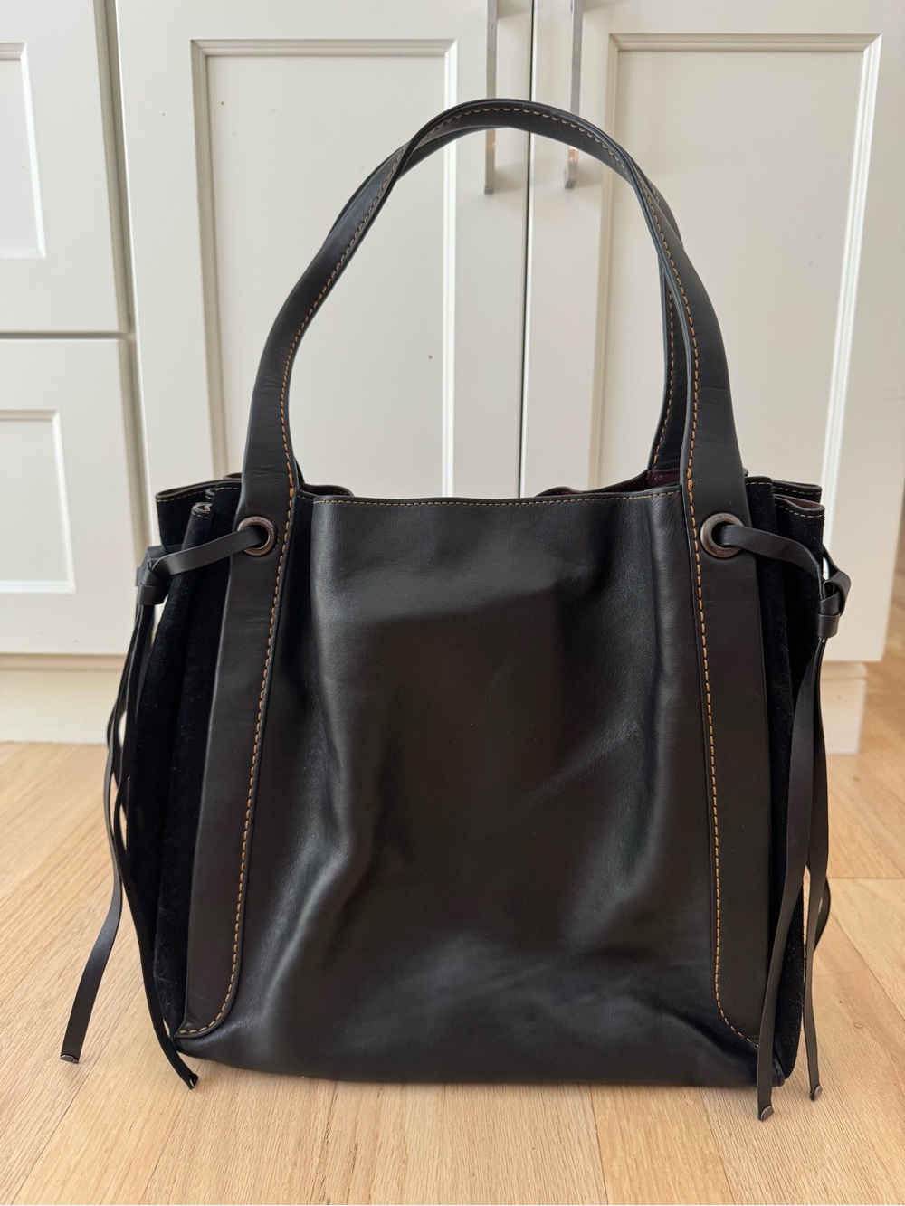 Coach black suede leather harmony hobo 33 shoulder bag 53356